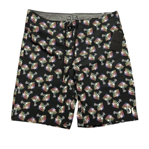 Hurley Mens Size 32 Black Palm Tree Only Gradient Swim Board Short NWT - Picture 1 of 7